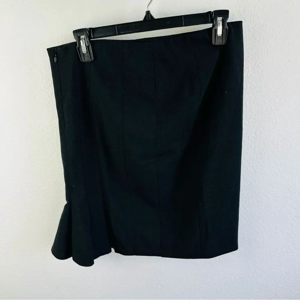 Akris Bergdorf GoodmanโBlack Wool Blend Side Pleat Lined Skirtโ Size 2